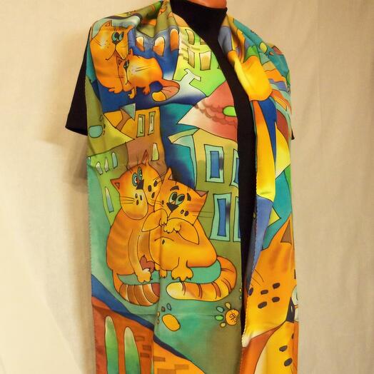 Bufanda batik "gatos Rojos"