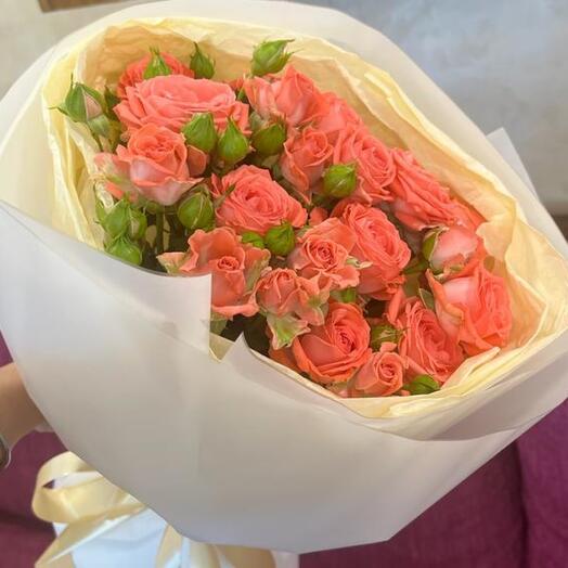 Букет из кустовой розы "Коралловый 😍Барбадос"