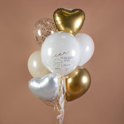 Связка шаров на выписку с грузиком «Hello Baby» (для девочки) | 11 шаров, 1 грузик