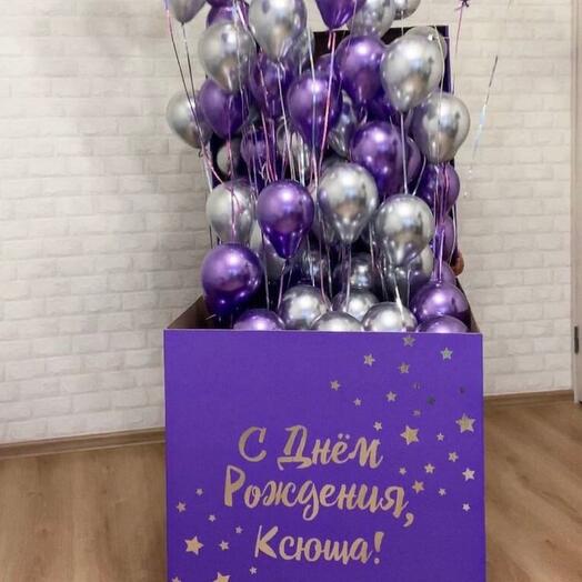 Коробка  с шарами 70/70 , 50 мини с гелием