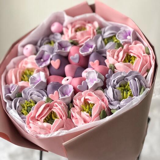 Ramo de malvaviscos con fresas cubiertas de chocolate