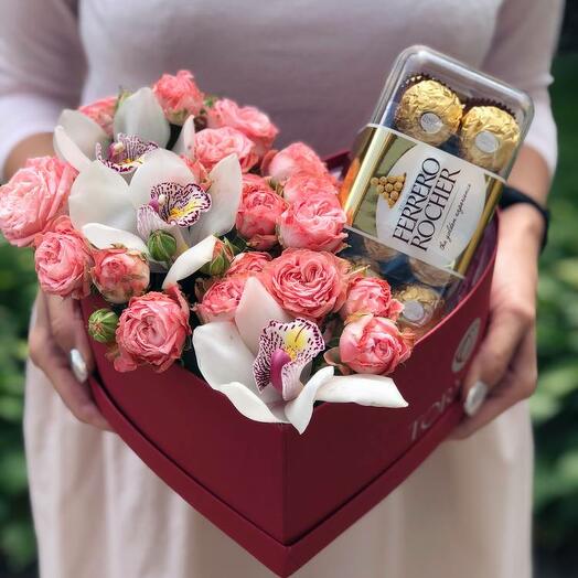 Heart-Shaped Box with Sweets "For Beloved"