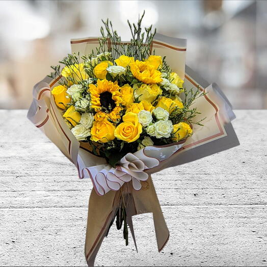 Yellow and White With Sunflower