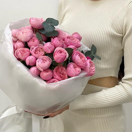 5 пионовидных роз Silva Pink