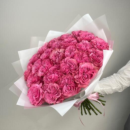 Mono bouquet of 25 peony-shaped roses Country Blues