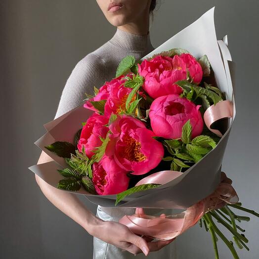 Bouquet of coral peonies