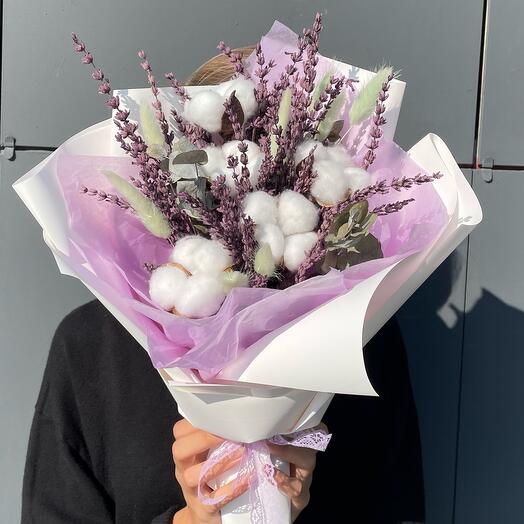 Букет лаванда хлопок «Неувядающая любовь»💜🌾