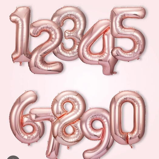 40 Rose Gold Foil Helium numbers (0-9) per pc