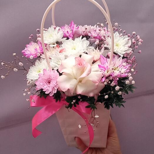 Bouquet in a handbag