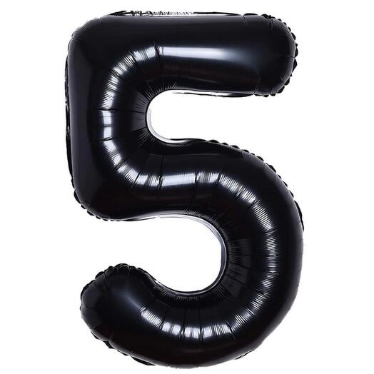 Фольгированная черная цифра "5"