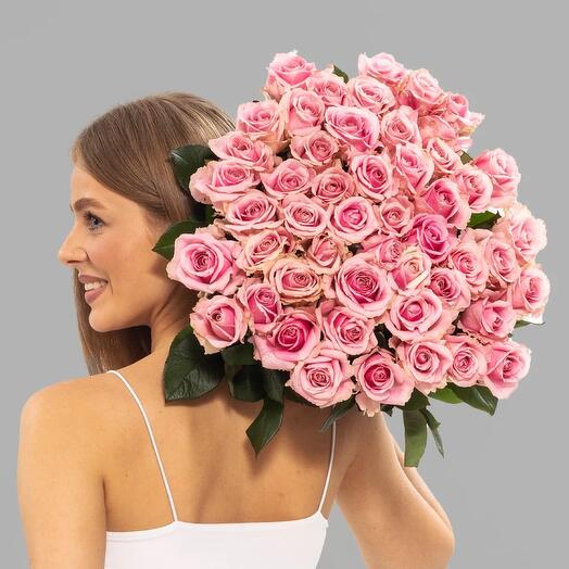 Bouquet of Pink Avalanche roses, 51 pcs., height 50 cm Florentika