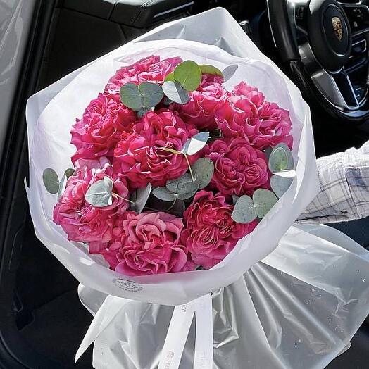 🌸 Пионовидные розы кантри блю с эвкалиптом