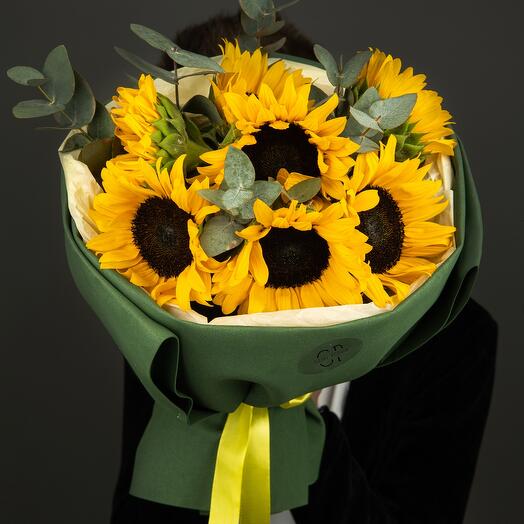 Авторский букет "Lady Sun 🌻с подсолнухами