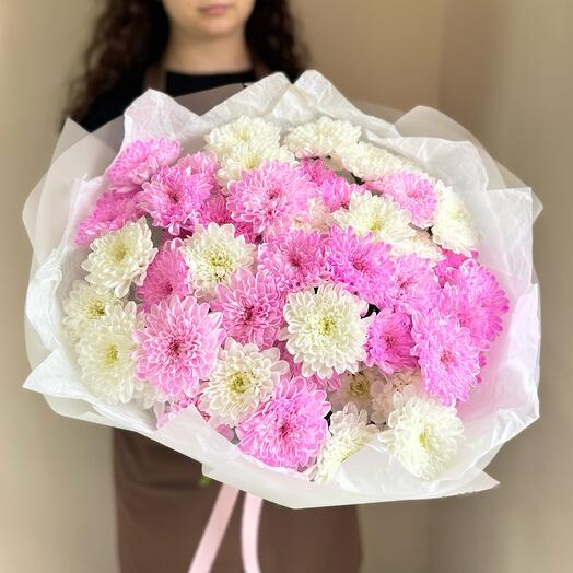 Такая нежная любовь 🩷🌸Обьемный букет хризантем розовых и белых🤍🌸💞