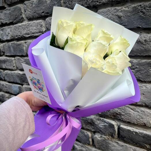 Букет из 9 белых Голландских роз