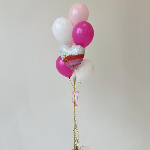 Набор шаров с гелием 7 шт. Фонтан из шаров  "Акварельная любовь"