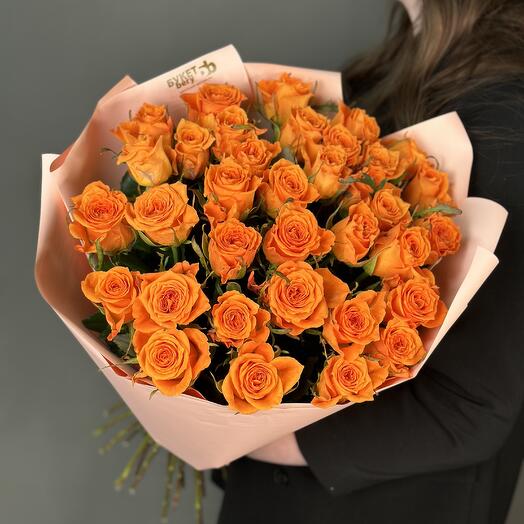 Роза оранжевая 35шт