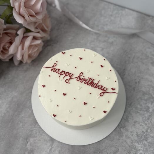 Бенто торт М happy birthday с сердечками