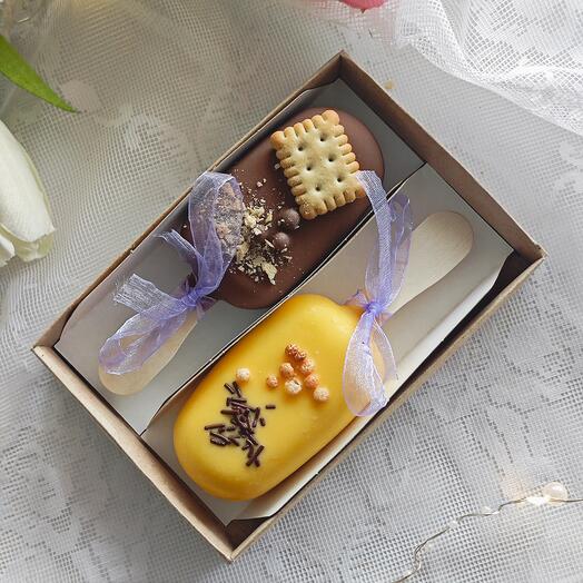 Мининабор чизкейк -эскимо на палочке, коробочка 2 шт. , в подарок