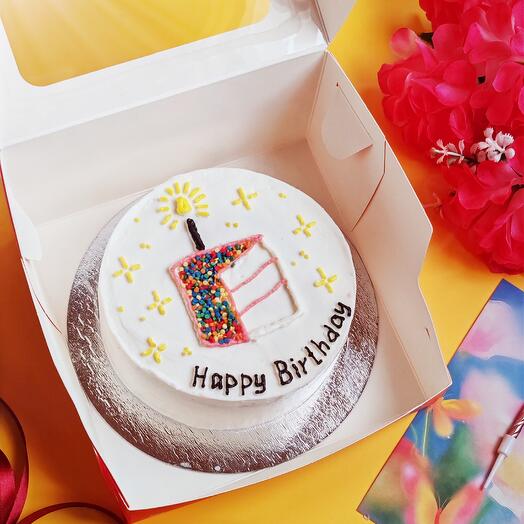 Бенто торт Happy birthday с кусочком тортика