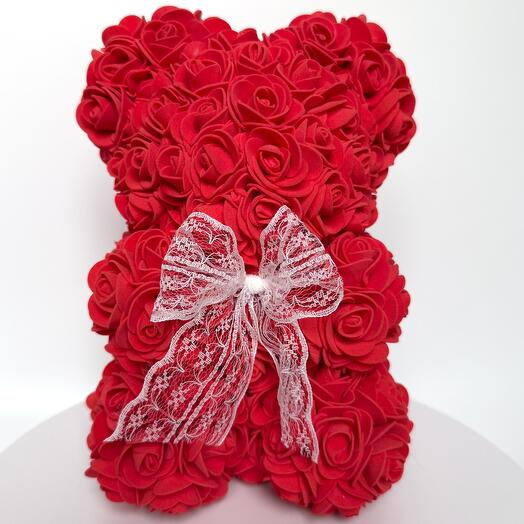 Мишка из роз "Luxury Rose Bear" фоамирана Красный