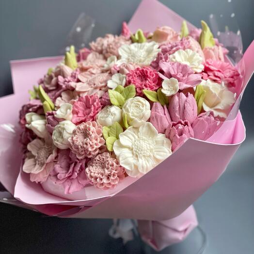 Букет большой из зефира ручной работы на день рождения, праздник, торжество , диаметр 38 см