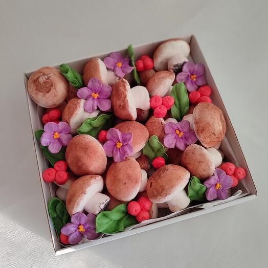Коробочка с зефирными грибочками