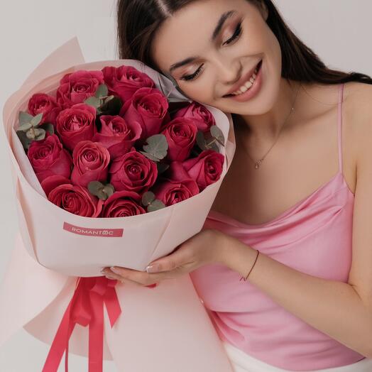 Букет из 15 розовых роз