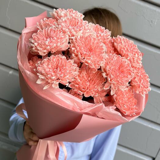 Персиковый букет из Кустовой хризантемы 💝