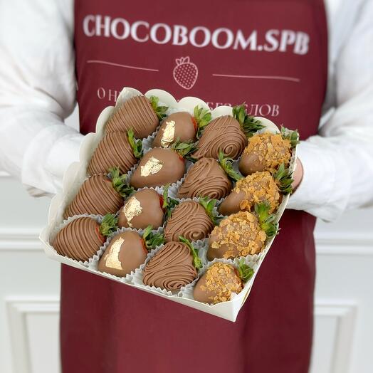 Клубника в шоколаде в наборе «Молочный Шейк», 16-20 ягод