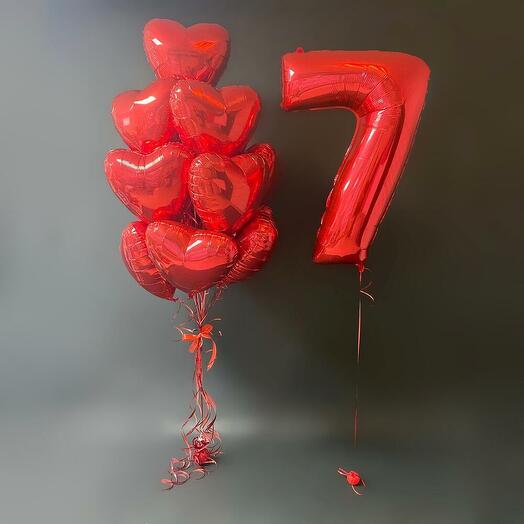 Воздушные шары красные сердца на годовщину
