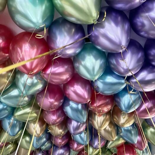 Воздушные Шары под потолок 25 шт - Металлик МИКС