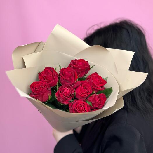 Bouquet of 9 red roses 50 cm