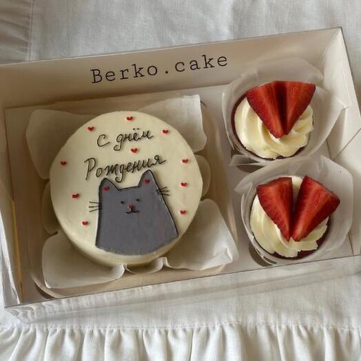 Бенто и капкейки с котиком на день рождение🐈‍⬛🎁подарок подруге,сестре,любимой