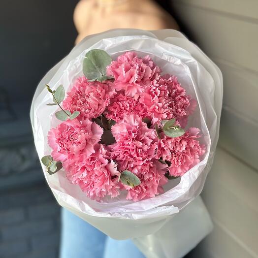 Стойкий букет с диантусами 9 шт