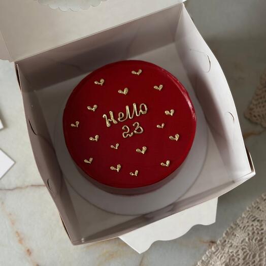 Мини бенто красного цвета Hello 23 на день рождения