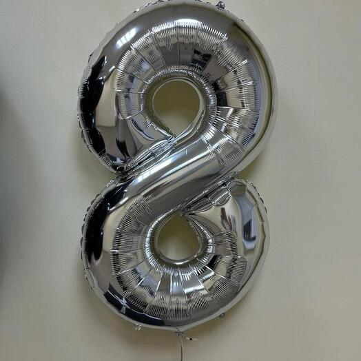 Шар Цифра 8 серебро