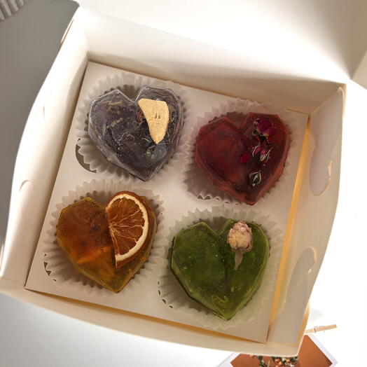 Ччайные бомбочки из 4-х сердец на подарок маме