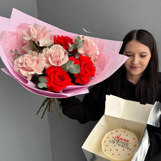 Букет с тортом для мамы