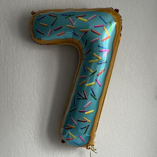 Шар цифра «7» с гелием (пончик)