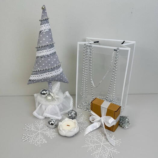 Подарочный набор елка ручной работы и свеча лотос