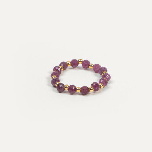 Кольцо Ваниль Красный корунд 14K р-р 16-17 (RIN1007)