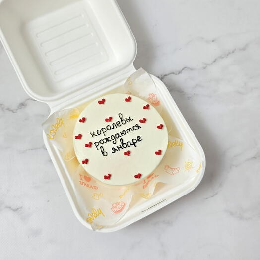 Бенто торт "Королевы рождаются в январе" на день рождения подруге, маме, девушке, коллеге