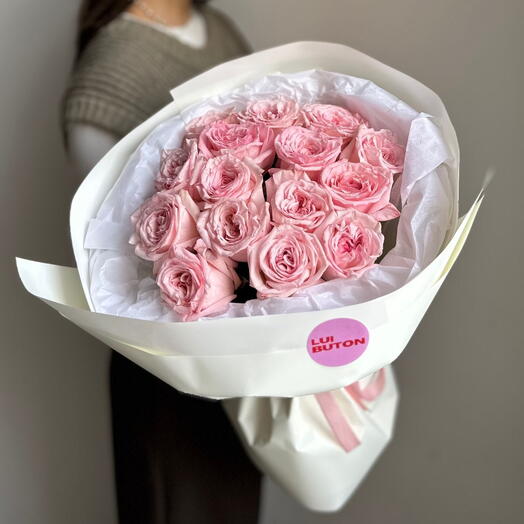 Букет "15 пионовидных роз Pink O Hara"