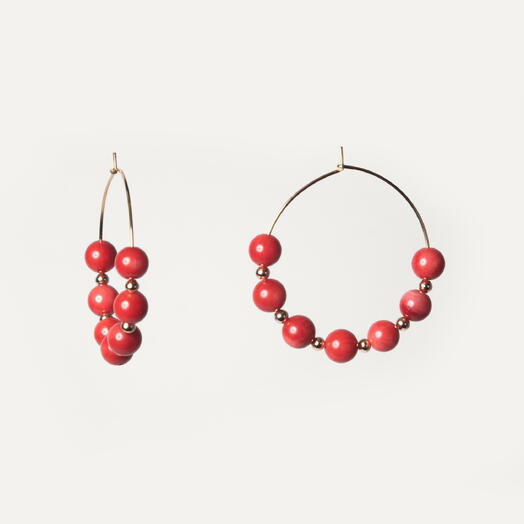 Серьги Самшит Красный коралл 14K (EAR1156)