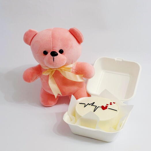 Бенто торт «14 февраля» и игрушка Медведь