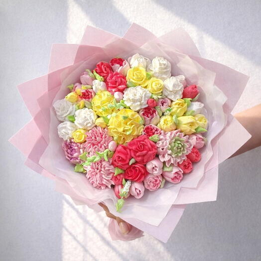 Букет микс из зефира «Цветочное ассорти» - Средний
