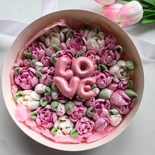 Зефирные тюльпаны и шоколад Love, люблю