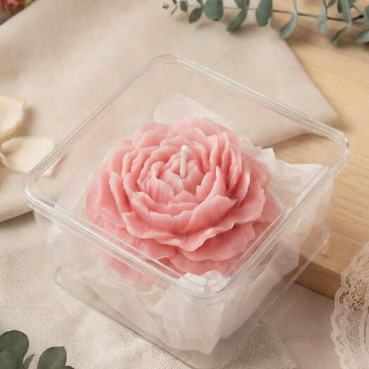 Пион — свеча в подарочной коробке, 10×10×5 см