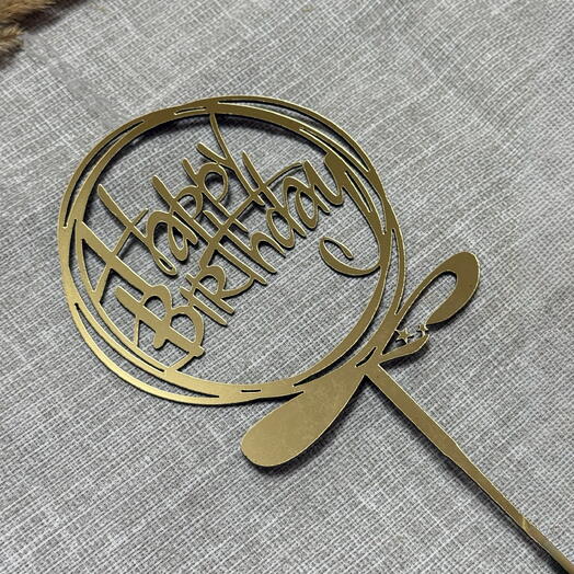 Свеча-топпер «Happy Birthday» в золотом цвете